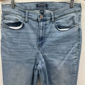 Calvin Klein Jeans Womens 14 Blue Faded Denim Tapered Leg 5-Pocket Whisker